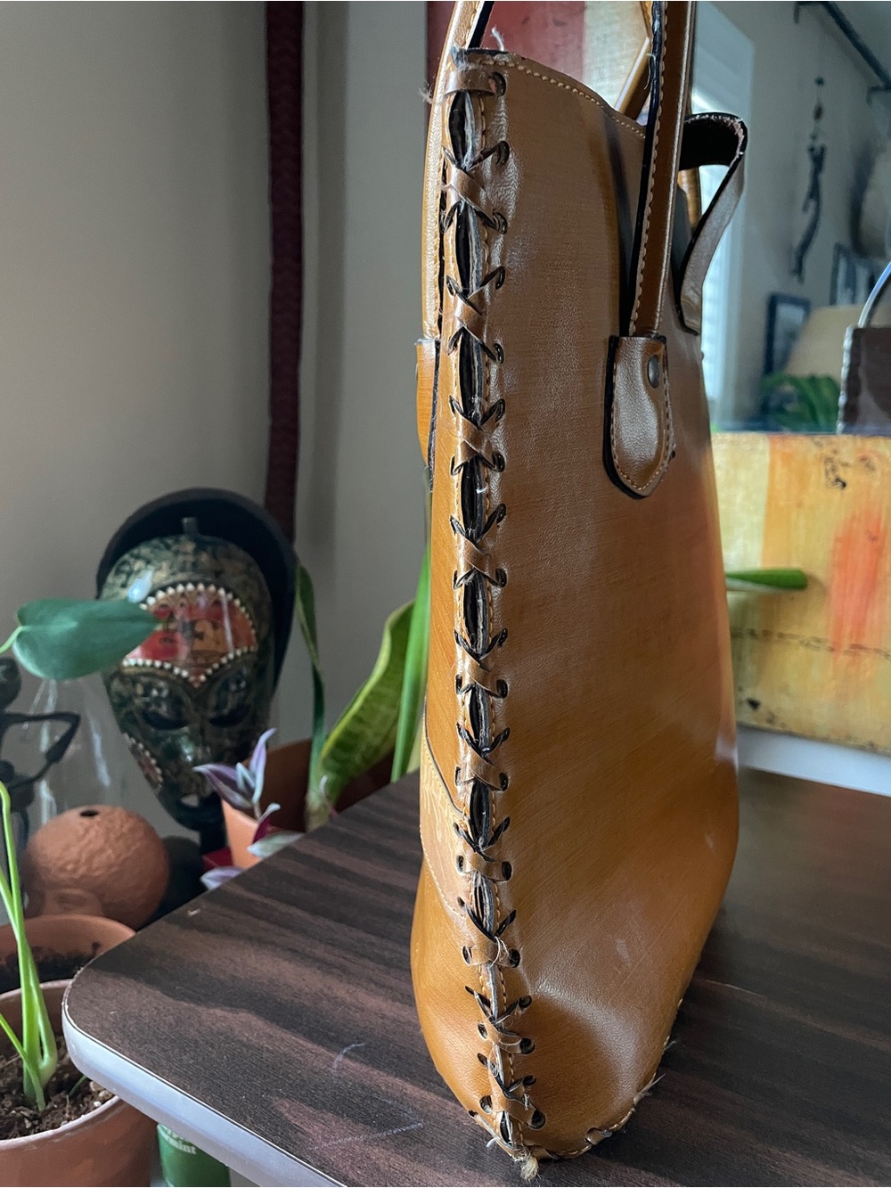 Classic Tan Leather Tote Bag - Bokung Collection - Picture 10 of 16